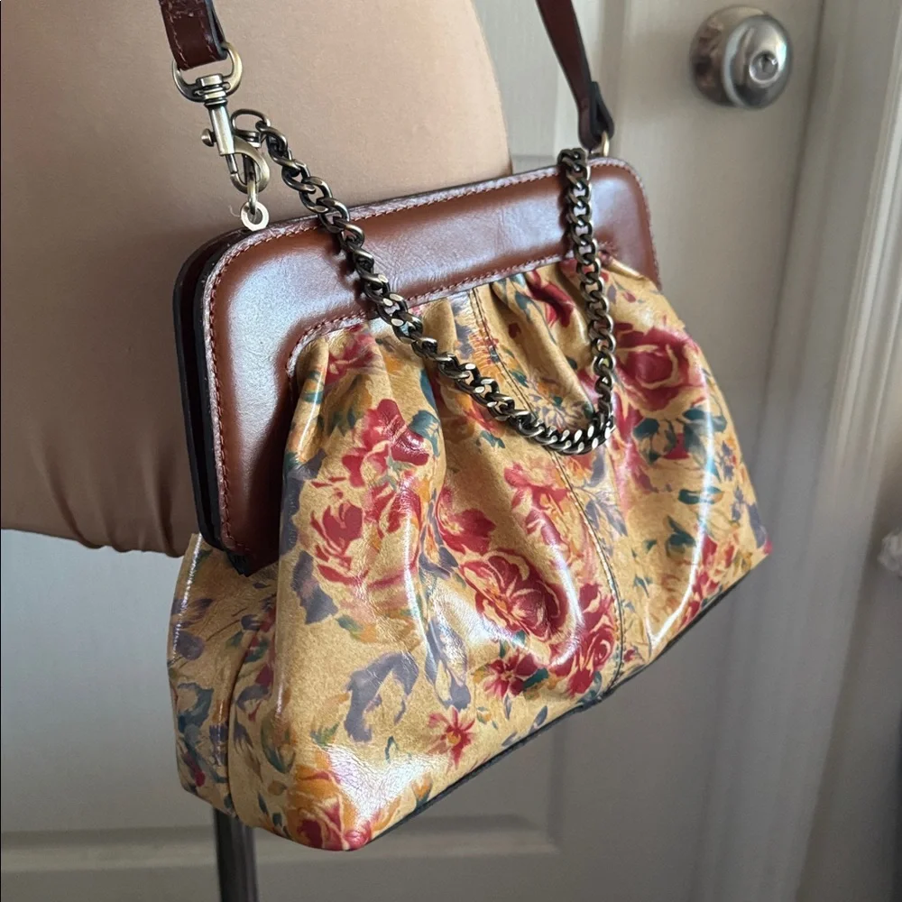 Patricia Nash Zelia Floral Leather Chain Strap Should Handbag Aegean Blooms Tan